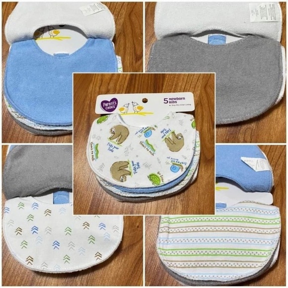 New 5 pack of newborn sloth bibs - Picture 1 of 2